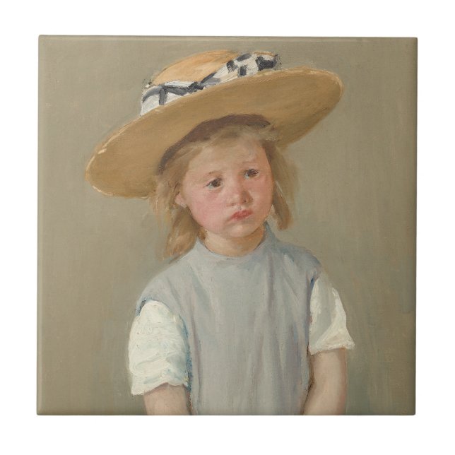Mary Cassatt - Barn i en straw Hat Kakelplatta (Framsidan)