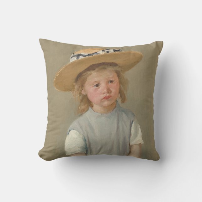 Mary Cassatt - Barn i en straw Hat Kudde (Framsida)