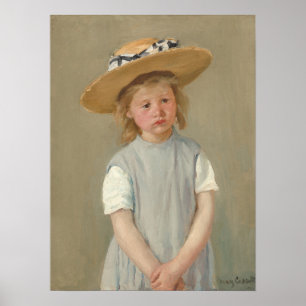 Mary Cassatt - Barn i en straw Hat Poster