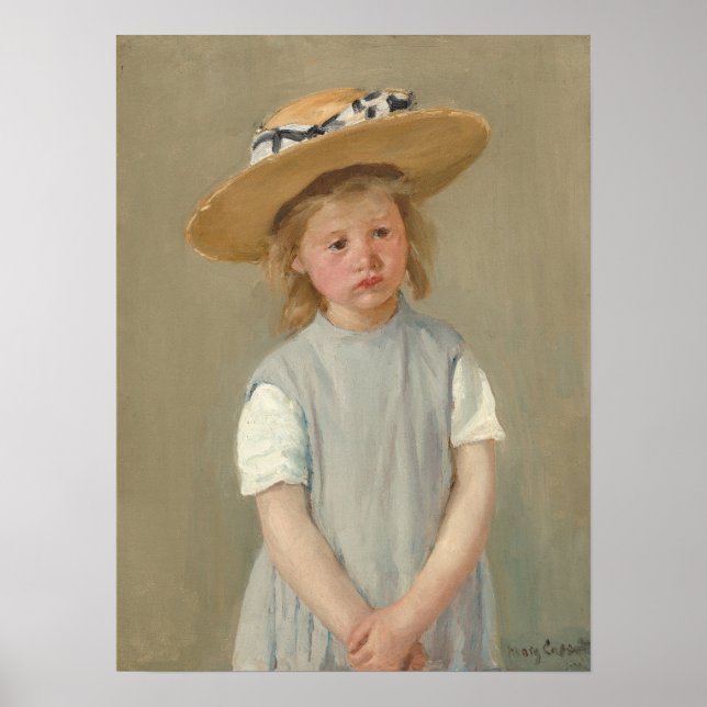 Mary Cassatt - Barn i en straw Hat Poster (Framsidan)