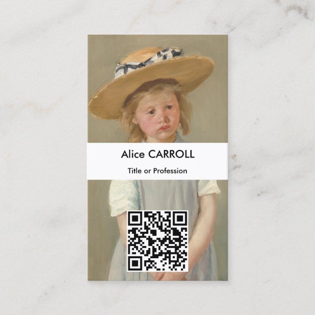 Mary Cassatt - Barn i en straw Hat - QR-kod Visitkort (Framsida)