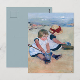 Mary Cassatt Barn lekande på stranden 1884 Vykort
