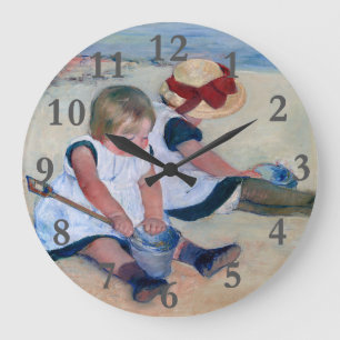 Mary Cassatt Barn leker på stranden 1884 Stor Klocka