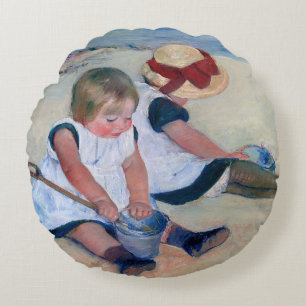 Mary Cassatt Barn som leker på stranden 1884 Rund Kudde