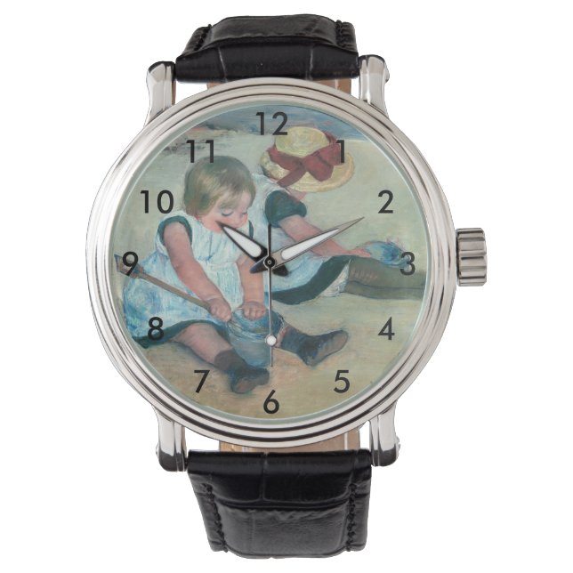 Mary Cassatt - Barn som leker på stranden Armbandsur (Framsida)