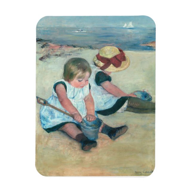 Mary Cassatt ”Barn som leker på stranden” Magnet (Vertikal)
