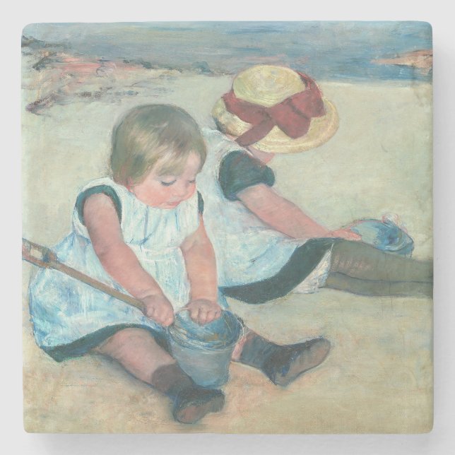 Mary Cassatt - Barn som leker på stranden Stenunderlägg (Framsidan)
