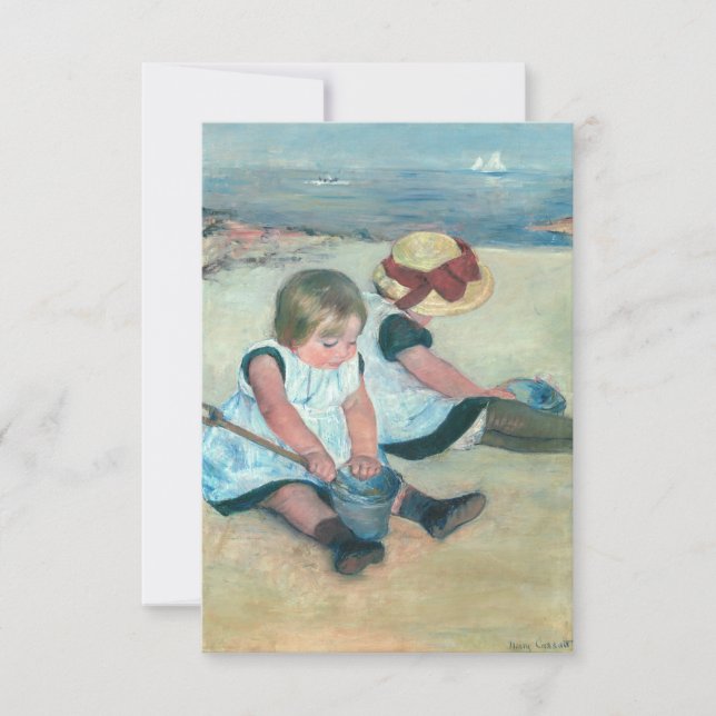 Mary Cassatt - Barn som leker på stranden Tack Kort (Framsida)