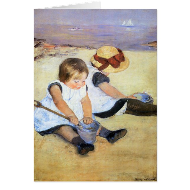 Mary Cassatt barn som leker på strandkortet OBS Kort (Framsidan)