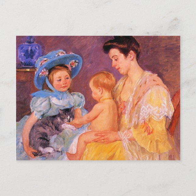 Mary Cassatt- Barn som spelar med en katt Vykort (Framsida)