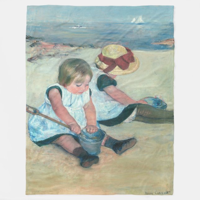 Mary Cassatt - Barn som spelar på stranden Fleecefilt (Framsidan)