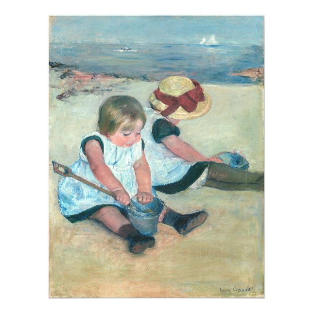 Mary Cassatt - Barn som spelar på stranden Fototryck (Framsidan)