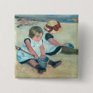 Mary Cassatt - Barn som spelar på stranden Knapp