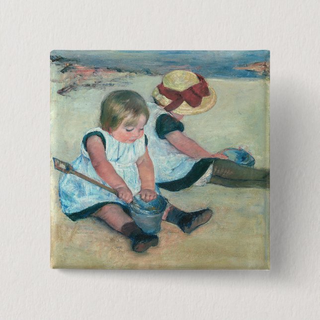 Mary Cassatt - Barn som spelar på stranden Knapp (Framsida)