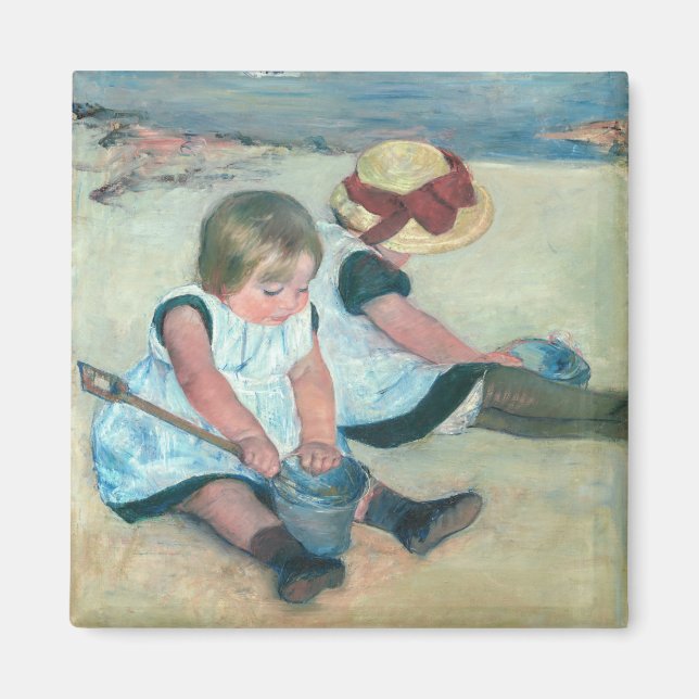 Mary Cassatt - Barn som spelar på stranden Magnet (Framsidan)