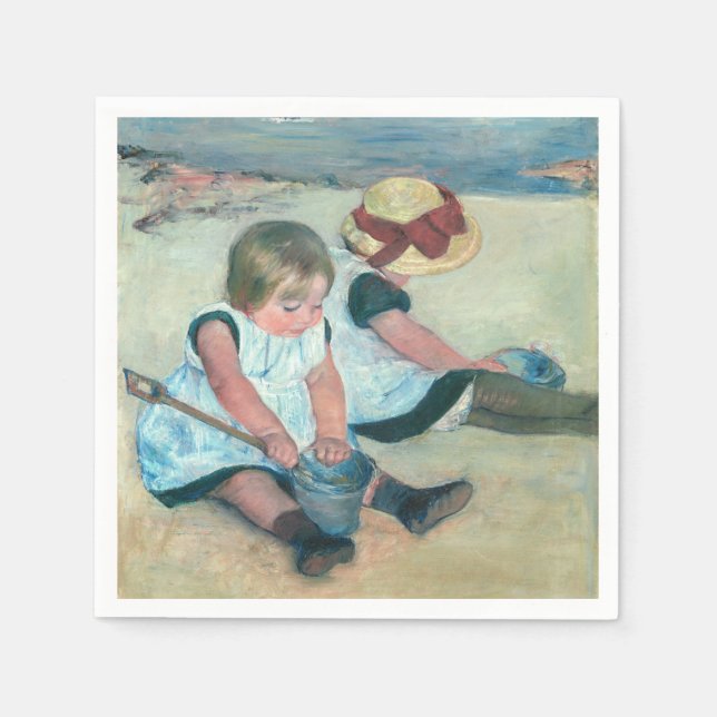 Mary Cassatt - Barn som spelar på stranden Pappersservett (Framsidan)