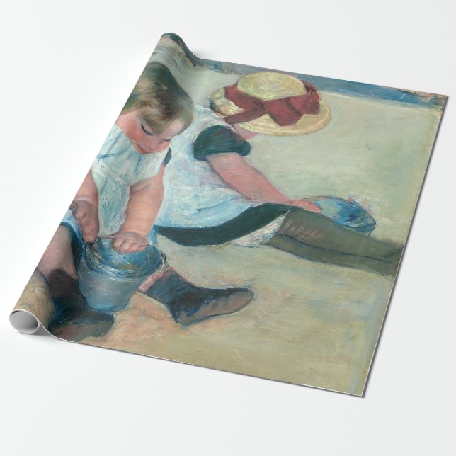 Mary Cassatt - Barn som spelar på stranden Presentpapper (Utrullad)