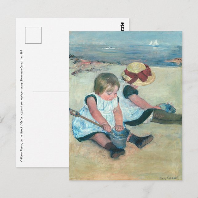 Mary Cassatt - Barn som spelar på stranden Vykort (Fram/baksida)