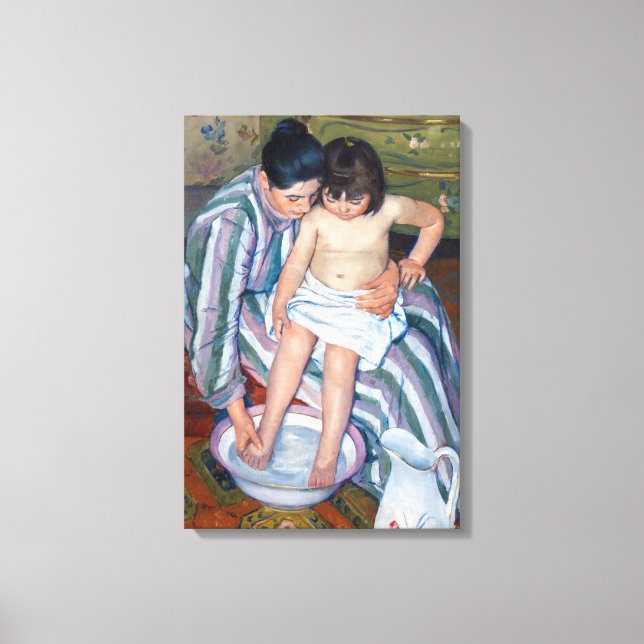 Mary Cassatt - Barnets bad / Badet Canvastryck (Framsida)