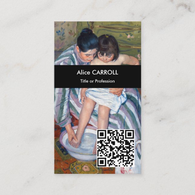 Mary Cassatt - Barnets bath - QR-kod Visitkort (Framsida)