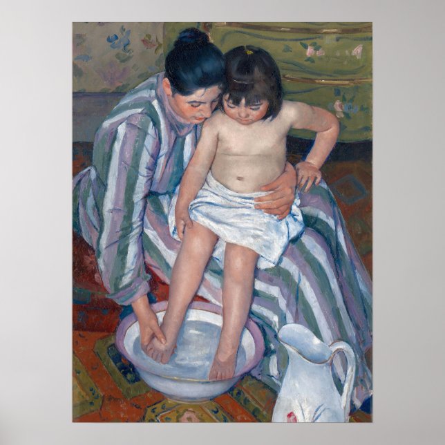 Mary Cassatt Bath Moderskap Fine Art Poster (Framsidan)