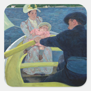 Mary Cassatt - Boating Party Fyrkantigt Klistermärke