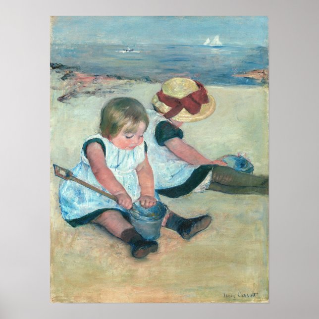 Mary Cassatt - Children Playing on the Beach Poster (Framsidan)