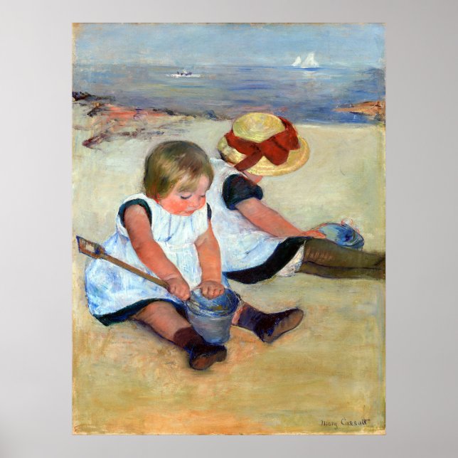 Mary Cassatt Children spelar på stranden Poster (Framsidan)