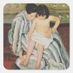Mary Cassatt Child's Bath Painting Fyrkantigt Klistermärke