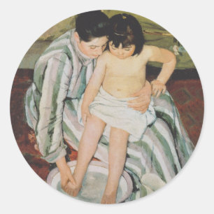 Mary Cassatt Child's Bath Painting Runt Klistermärke