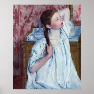 Mary Cassatt - Flicka ordnar sitt hår Poster