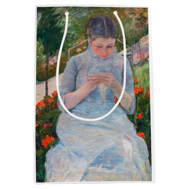 Mary Cassatt - Flicka som syr i en trädgård (Framsidan)