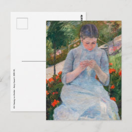 Mary Cassatt - Flicka som syr i en trädgård Vykort