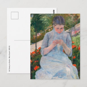 Mary Cassatt - Flicka som syr i en trädgård Vykort