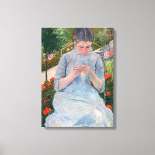 Mary Cassatt - Flickor som syter i en Garden Canvastryck