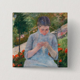 Mary Cassatt - Flickor som syter i en Garden Knapp