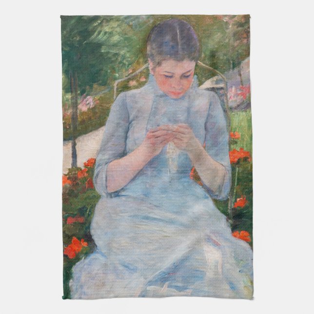 Mary Cassatt - Flickor som syter i en Garden Kökshandduk (Vertikal)