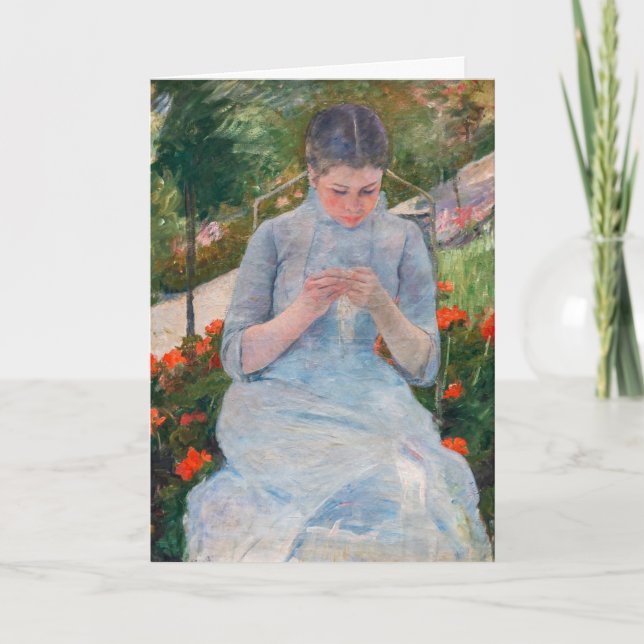 Mary Cassatt - Flickor som syter i en Garden Kort (Framsida)
