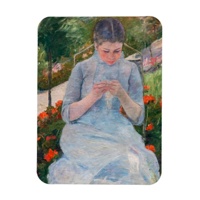 Mary Cassatt - Flickor som syter i en Garden Magnet (Vertikal)