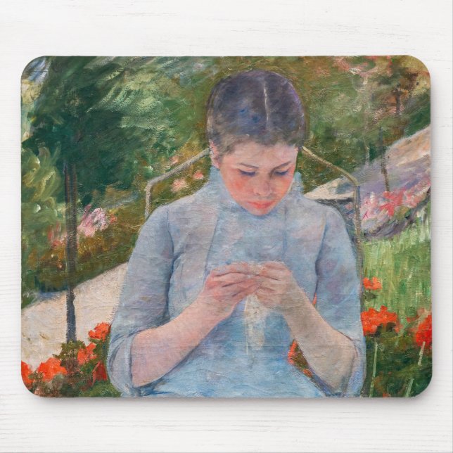 Mary Cassatt - Flickor som syter i en Garden Musmatta (Framsidan)