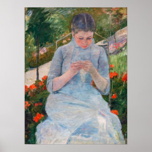 Mary Cassatt - Flickor som syter i en Garden Poster