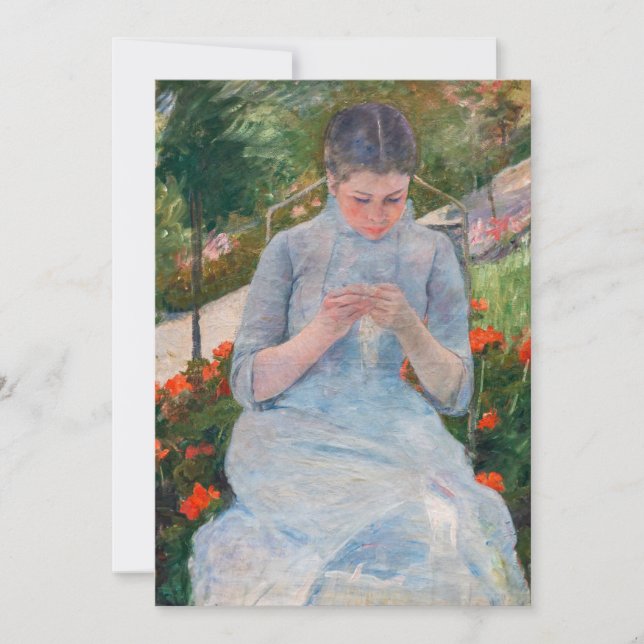Mary Cassatt - Flickor som syter i en Garden Tack Kort (Framsida)