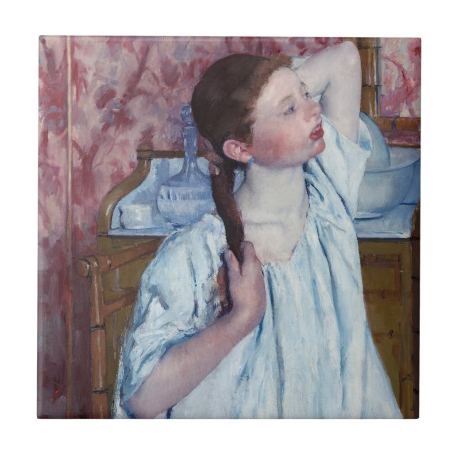 Mary Cassatt - Girl Areping her Hair Kakelplatta (Framsidan)