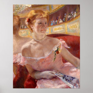 Mary Cassatt - Kvinna med pärlhalsband i en loge Poster