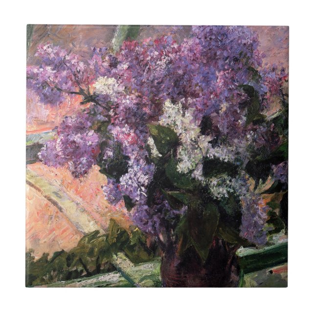 Mary Cassatt - Lilacs in a Window Kakelplatta (Framsidan)