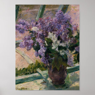 Mary Cassatt - lilor i ett fönster Poster