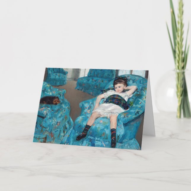 Mary Cassatt - liten flicka i en blå armstol Kort (Framsida)