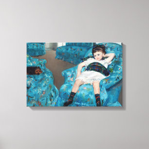 Mary Cassatt - Liten flicka i en blå fåtölj Canvastryck