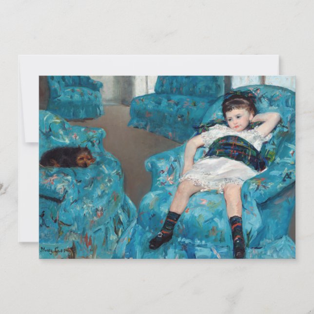 Mary Cassatt - Liten flicka i en blå fåtölj Inbjudningar (Framsida)