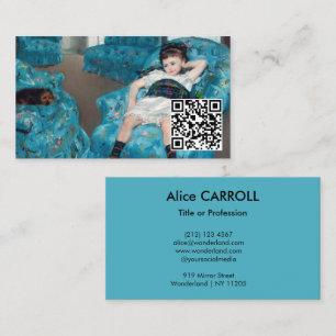 Mary Cassatt - Little Girl Blue Armcourt - QR Code Visitkort